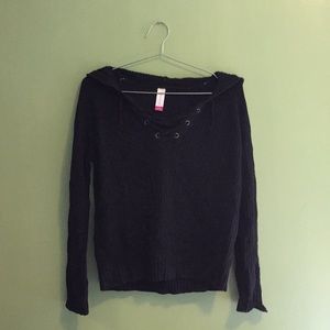 black knit hoodie